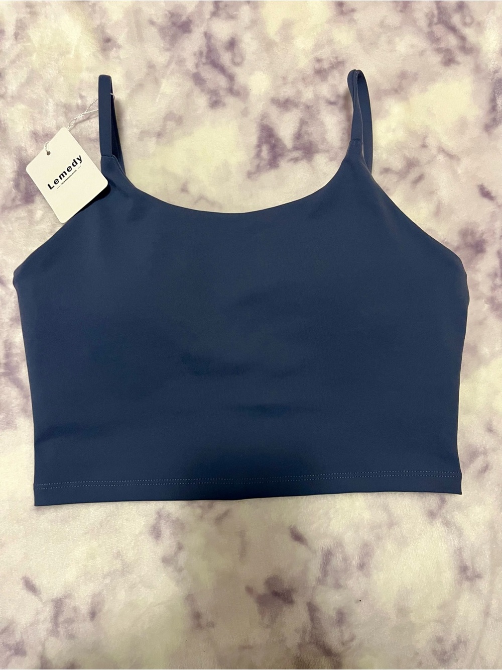 Lemedy Navy Blue Seamless Crop Tank Top